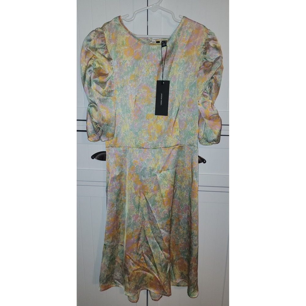 Vero Moda Floral Print Midi Dress Puff Sleeve Party‎ Cocktail XS